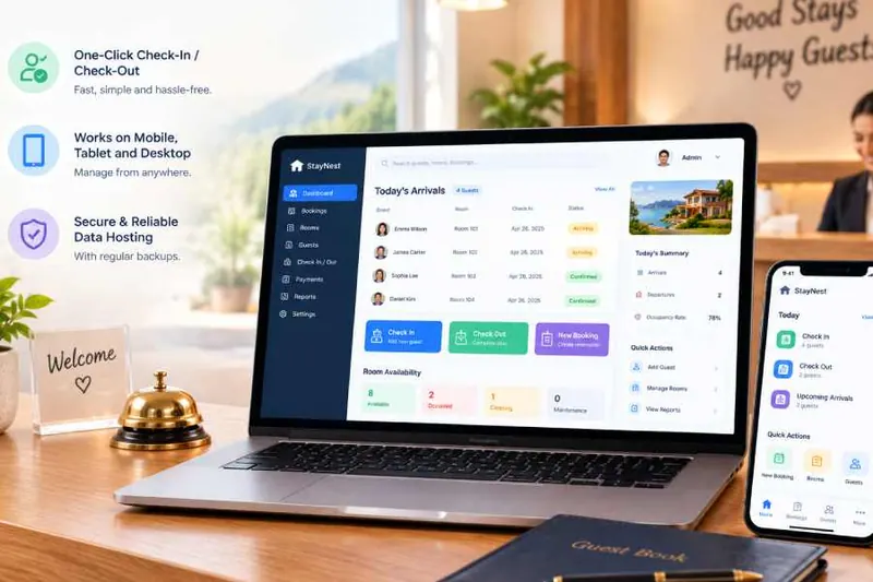 Homestay and room booking software dashboard