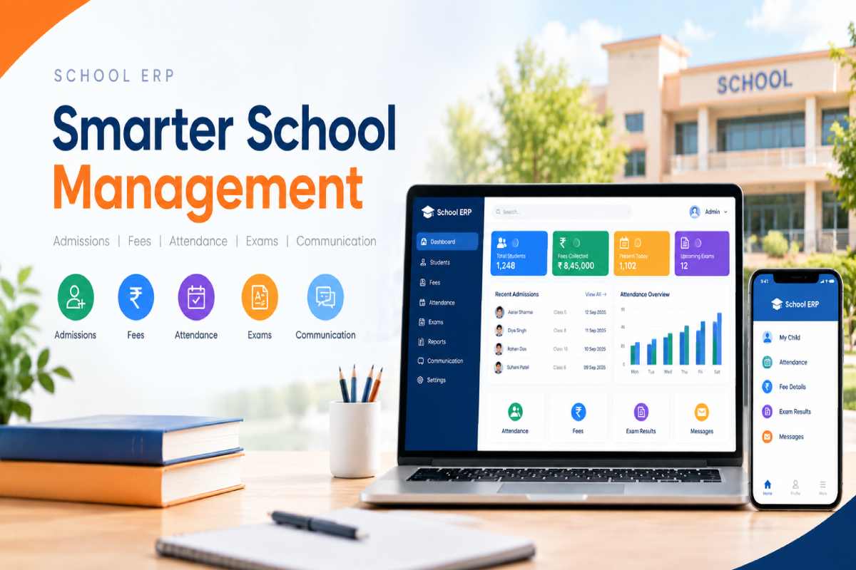 School management software dashboard preview